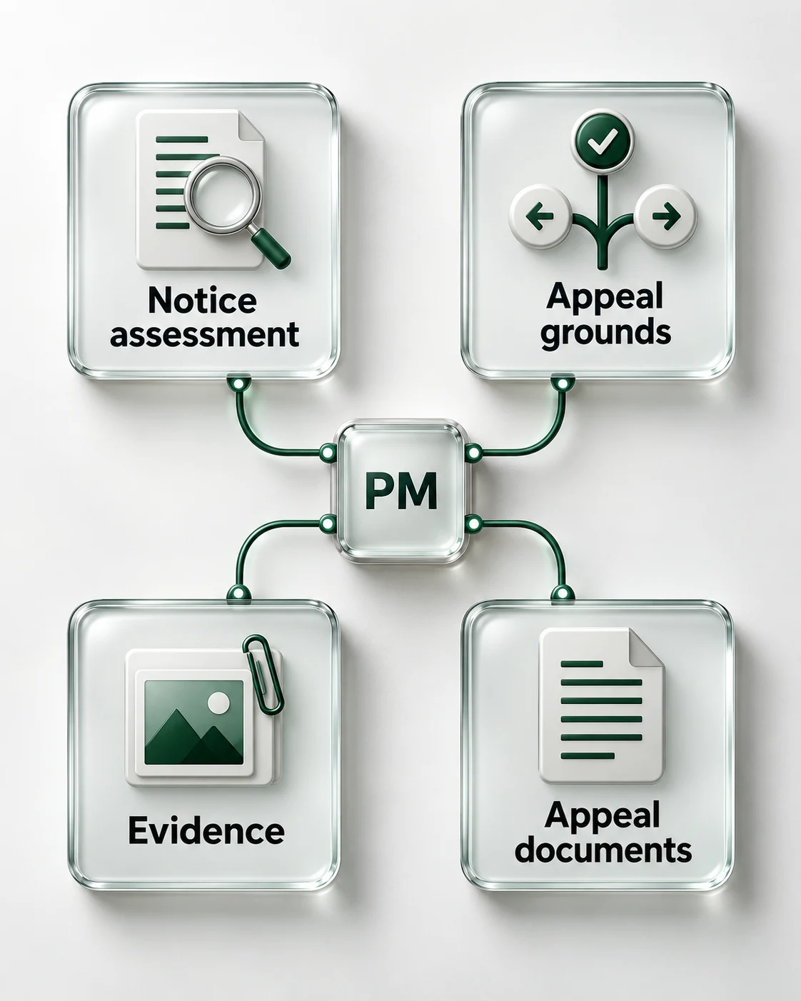 Notice assessment, appeal grounds, evidence and appeal documents connected in one Parking Mate system